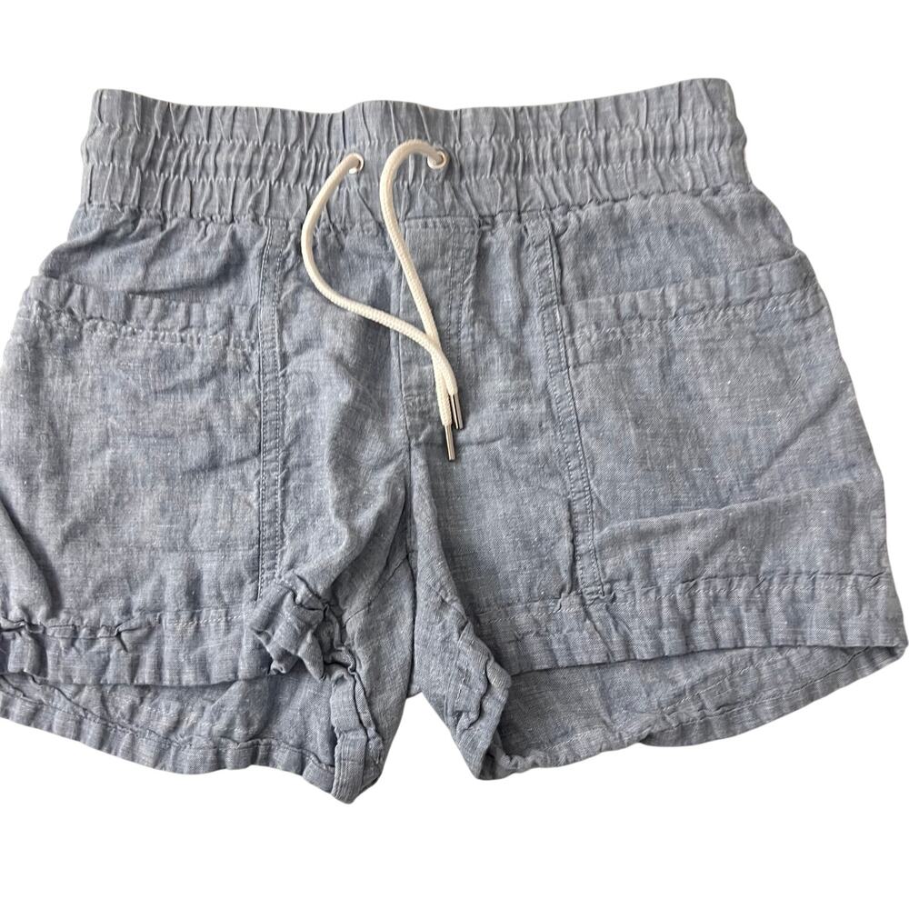 Athleta Women's Cabo Linen 4" Shorts Chambray Pull On Size 2